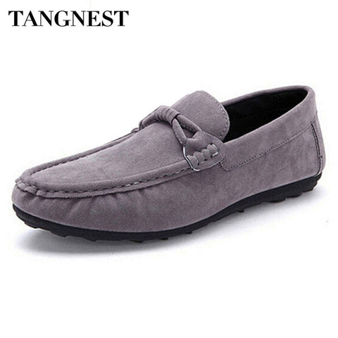 Tangnest Casual Strap Men Flats Soft  Flock Leather Men Loafers Classical Slip-on Driving Shoes Man Comfort Flat Shoes XMR1195