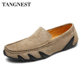 Tangnest Brand Moccasins Men NEW 2017 Autumn Men Loafers Suede Leather Slip-on Flat Shoes Man Driving Shoes Size 38~44 XMR2656