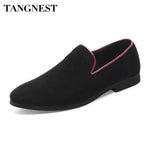 Tangnest NEW Autumn Bordered Men's Loafers Casual Suede Leather Driving Shoes For Men Shallow Slip-on Flats Size 37 ~46