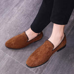 Tangnest NEW Autumn Bordered Men's Loafers Casual Suede Leather Driving Shoes For Men Shallow Slip-on Flats Size 37 ~46