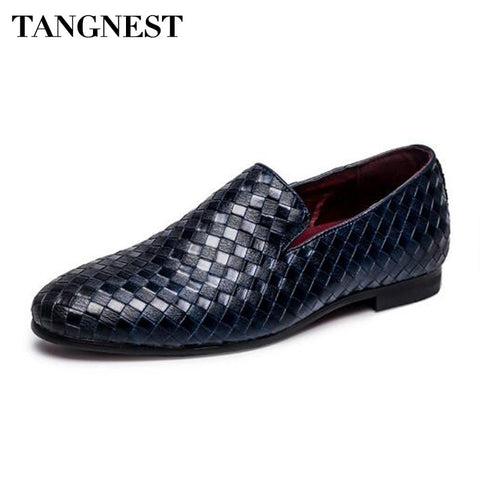 Tangnest Luxury Brand 2018 Men Shoes Braid Leather Slip-on Flats Casual Driving Oxfords Shoes Men Moccasins Size 37 ~47 XMR2818