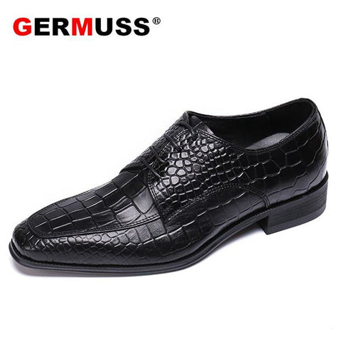 Genuine Crocodile Leather Men's Oxfords Shoes Luxury Brand Mens Wedding Party Shoes Cowhide official shoes men Lace Up Plus Size