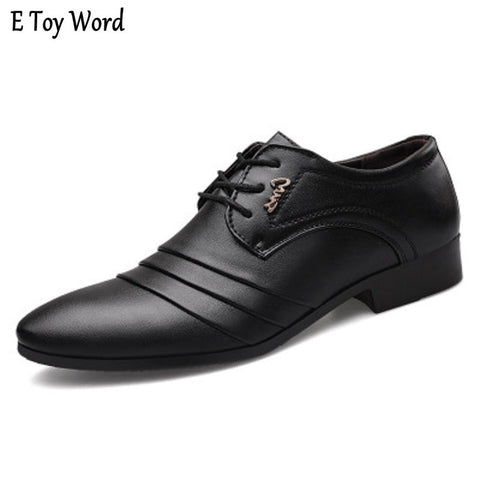 Men Dress Shoes  Formal Official Leather Shoes For Men Business Fashion 2018 Autumn Lace-Up Flat Breathable Oxfords  Pointed Toe