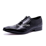 Lace Up Red Men Wine Shoes Square Toe Official Business Black Wedding Shoes Plus Size 47 Brogue Shoes Real Leather Western Shoes